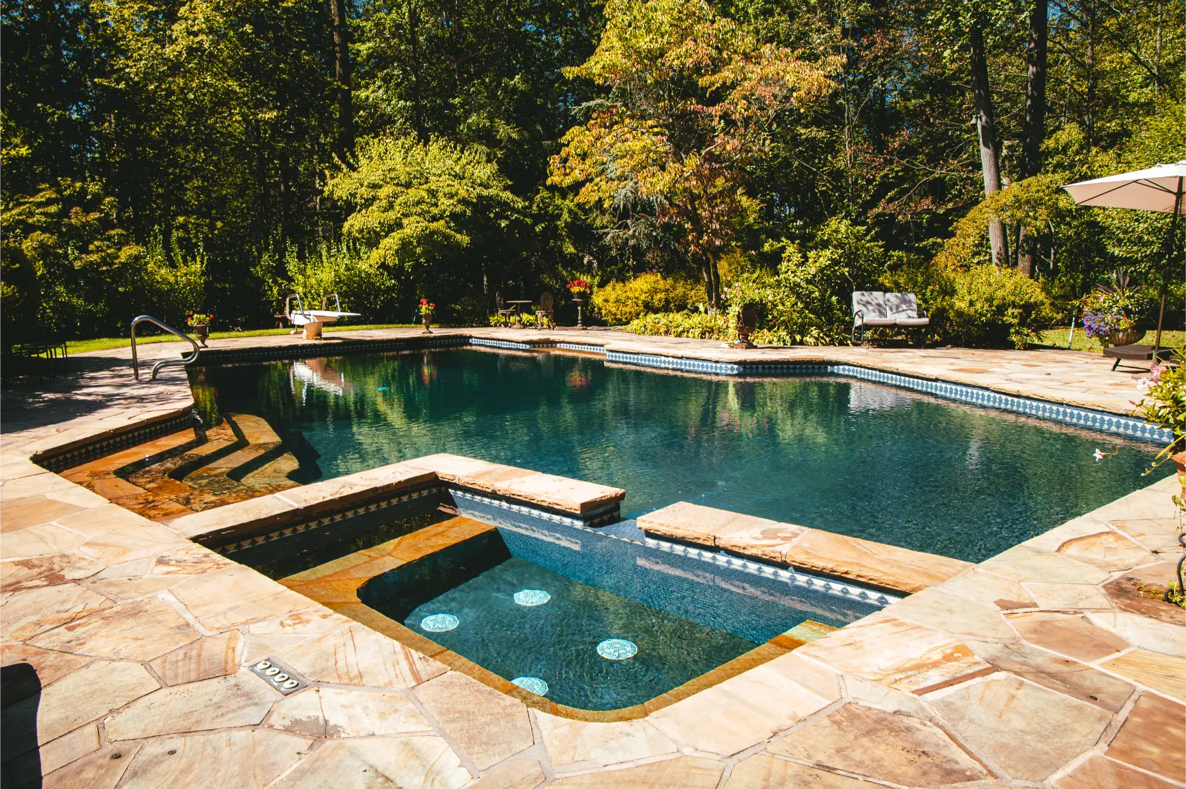 Water and Stone Pools project in Saddle River photographed by The Hype Hero