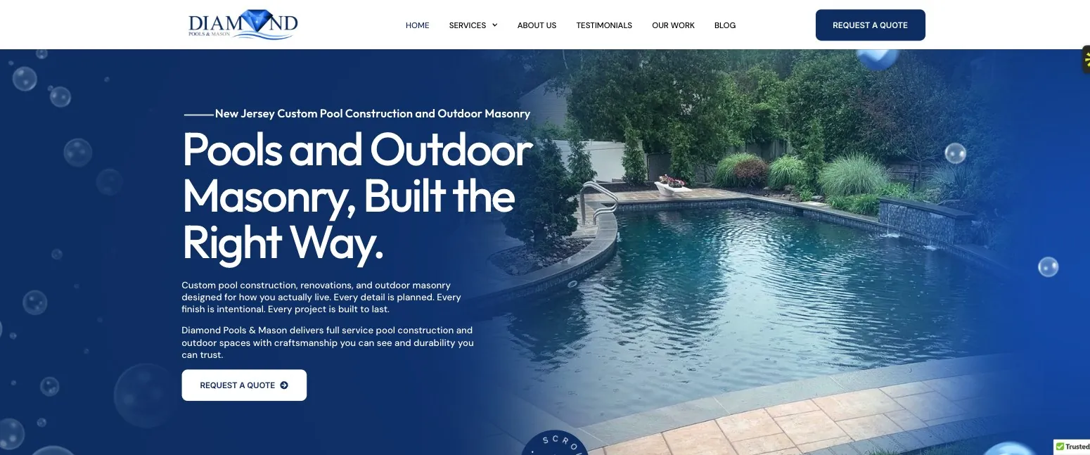 Diamond Pools and Mason logo used on the website The Hype Hero designed