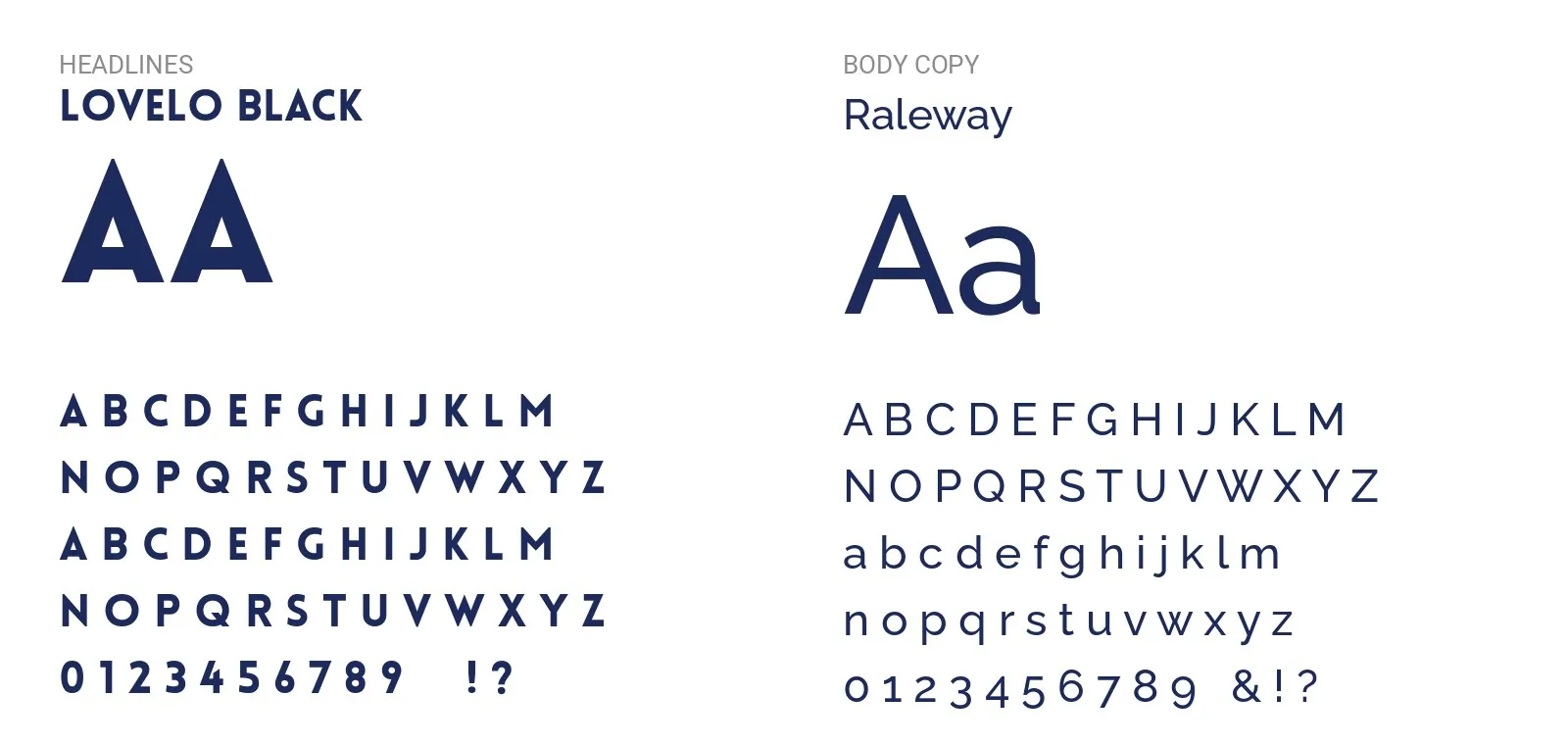 Veterans Valor typography system: Lovelo and Raleway, designed by The Hype Hero