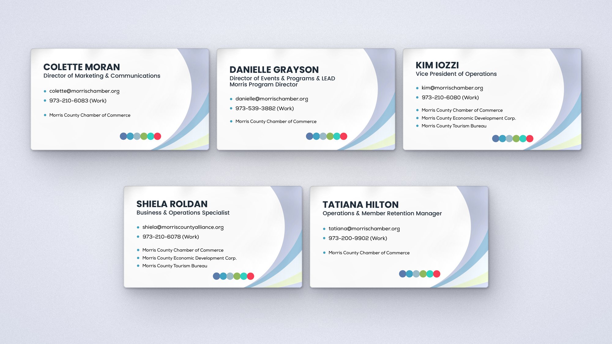 Morris County Alliance team business cards lineup
