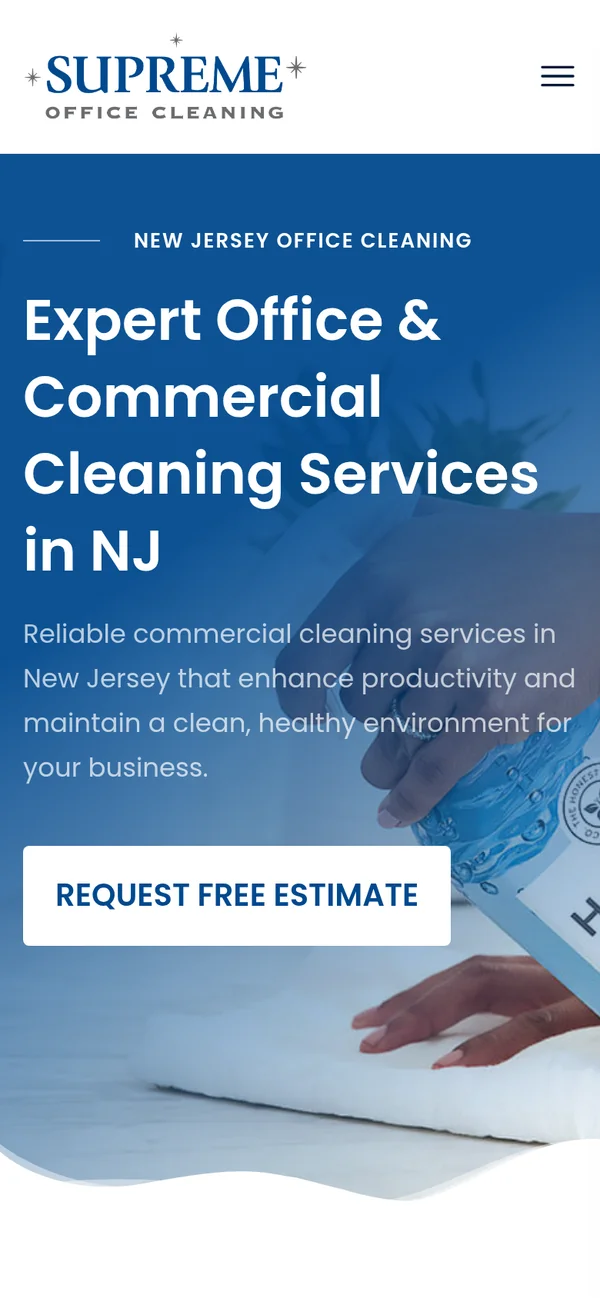 Supreme Office Cleaning homepage on a phone