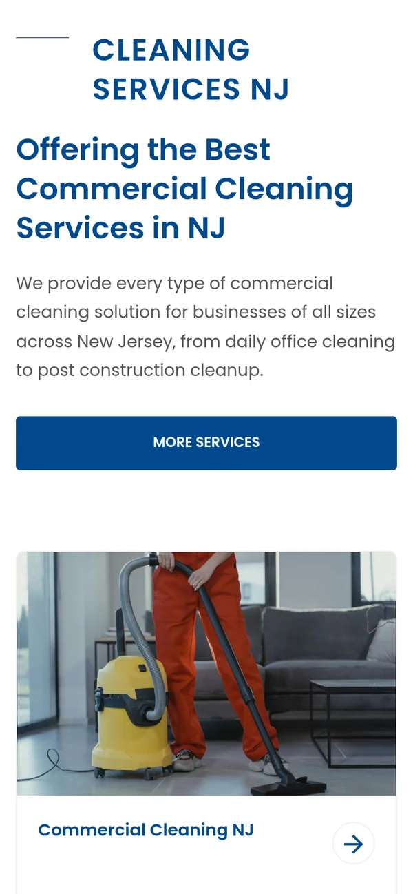 Supreme Office Cleaning services section on a phone