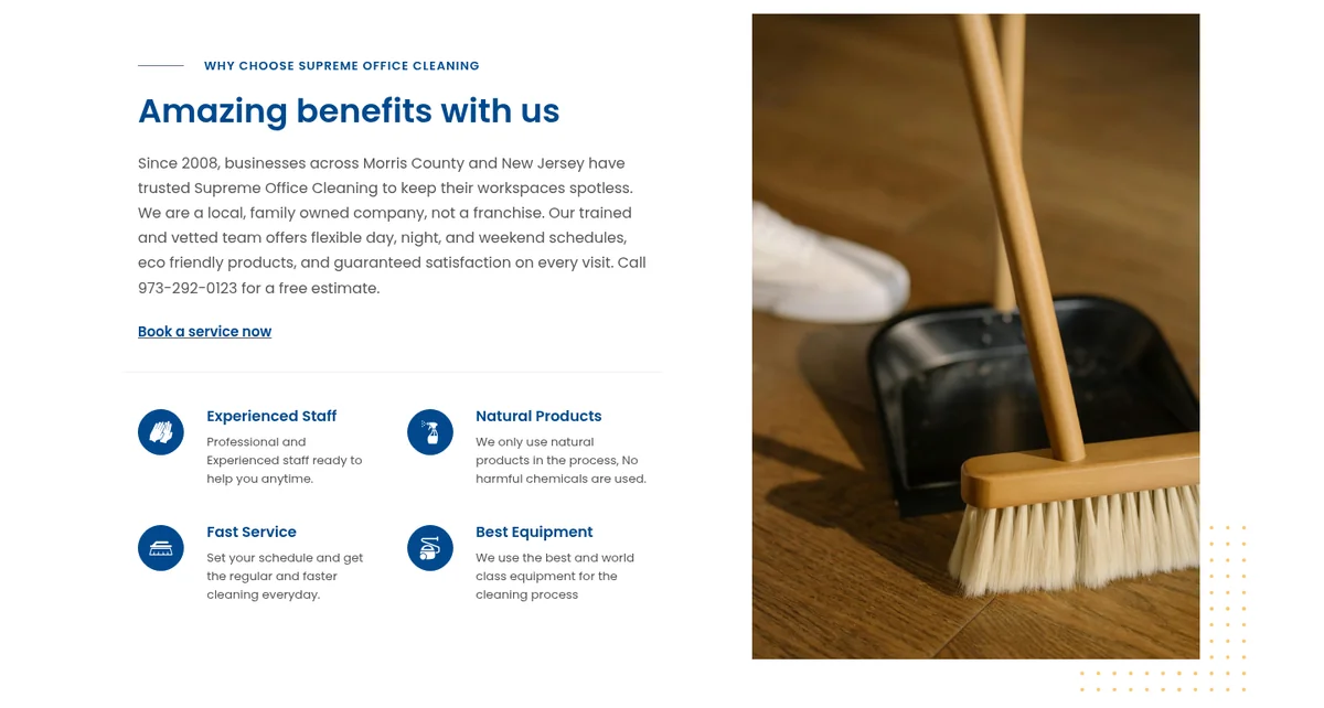 Why choose Supreme Office Cleaning section on their New Jersey office cleaning website